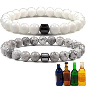 WUPKL Glame Anti Alcohol Bracelet, Glame International Anti Alcohol Bracelet, GM Magnetic Bead to Reduce the Urge to Drink,Relieve Anxiety and Stress (2PC-D)