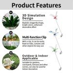 3 PCS Outdoor Fake Dragonfly Rod Clip, 3D Dragon Fly Garden Stakes & Hat Simulation Decor, Insert Pole Clip, Removable Natural Waterproof Decoration for Garden, Patio, Balcony(10PC-D)
