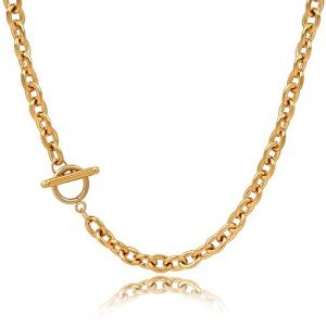 TYEOFWMN Chunky Gold Necklace Gold Chain Necklace for Women Trendy Toggle Necklaces for Women Men
