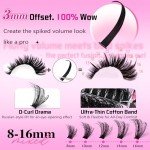 Spiky Volume Lash Extension 312pcs 100D Lash Clusters with Lash Spikes 8-19mm Mega Thick Eyelash Extensions Wispy Lash Clusters DIY Spiky Lash Extension D Curl Individual Lashes Clusters by Anforlin