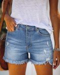 onlypuff Denim Short for Women High Waist Jean Shorts High Rise Cut Off Summer Hot Shorts Blue M