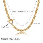 TYEOFWMN Chunky Gold Necklace Gold Chain Necklace for Women Trendy Toggle Necklaces for Women Men