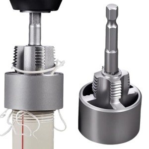 Integrated Internal & External Pipe Threading Tool,PVC Pipe Threader,Pipe Threading Cutting Tool for PVC,Electric Drill Compatible PVC & Plastic Pipe Threader Kit (1/2 in)