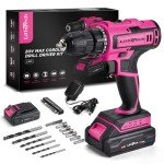 Lithitech 20V Pink Cordless Drill Set for Women - with 2.0Ah Battery & Charger, 3/8" Keyless Chuck,Lightweight Electric Power Drill Tool,2-Speed + 354 In-Lb Torque(Pink)