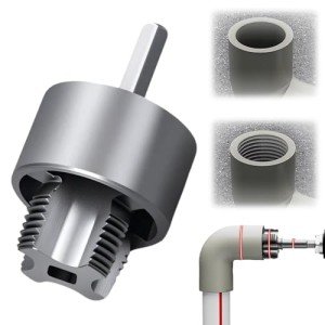 PVC Pipe Internal &, 2025 External Thread Tool, Integrated Internal & External Pipe Threading Tool, Electric Drill Compatible PVC Pipe Threader Kit (Six Points)