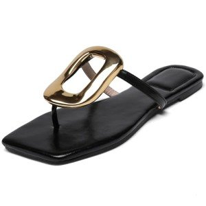 Comfortable Women's Flip-Flops with Metal Decoration