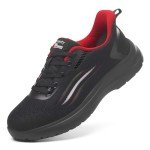 Treesky Women's Slip-Resistant Work Sneakers - Black & Red