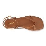 DIFEMA Women's Strappy Ankle Flat Sandals - Brown