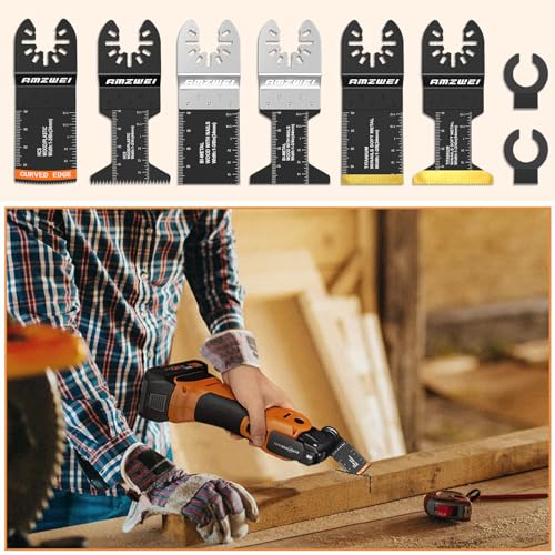 AMZWEI 30 PCS Oscillating Saw Blades, Professional Universal Titanium Multitool Blades for Wood Plastics Metal, Quick Release Multi Tool Blades Kits Fit Dewalt Ryobi Milwaukee Rockwell Fein Makita