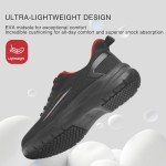 Treesky Women's Slip-Resistant Work Sneakers - Black & Red