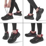 Treesky Women's Slip-Resistant Work Sneakers - Black & Red
