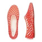 HEVA Women's Red Jelly Mesh Summer Flats