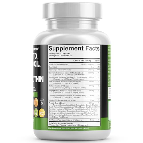 Clean Nutraceuticals Saw Palmetto 10000mg Pumpkin Seed Oil 3000mg Pygeum 3000mg Sunflower Lecithin 3000mg Stinging Nettle Cranberry - Prostate Supplements for Men with Lycopene - 90 Caps