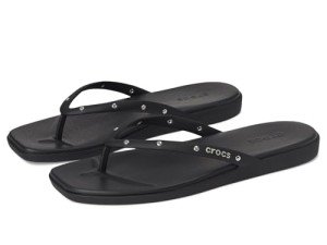 Crocs Women's Miami Black Studded Flip Flops