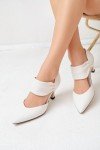 Coutgo Women's Beige Kitten Heel Dress Shoes