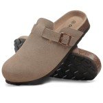 Comfortable Suede Clogs with Arch Support—Mocha