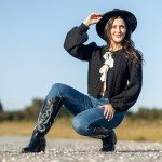 Black Rhinestone Cowboy Boots for Women - Wide Calf
