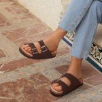 ORADO Women's Suede Cork Footbed Summer Sandals