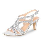 Stylish Silver High Heel Slingback Sandals