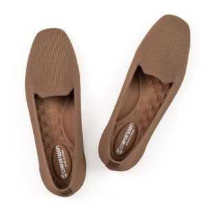 Comfortable Women's Brown Square Toe Loafer Flats