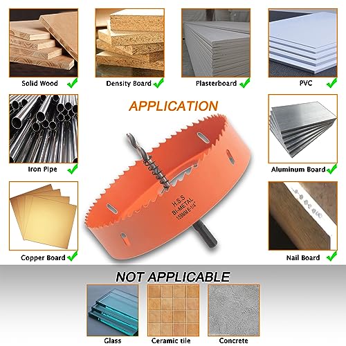 VIKITON 6.25 Hole Saw for Recessed Lights Can Lights, 6-1/4 Hole Saw Dust Bowl for Recessed Lighting 6 Inch, 6-1/4 Inch Hole Saw Dust Catcher with Bi-Metal Wood Metal Drywall Hole Saw Cutter