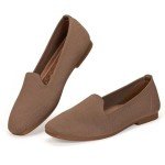 Comfortable Women's Brown Square Toe Loafer Flats