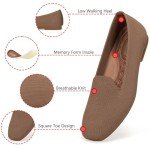 Comfortable Women's Brown Square Toe Loafer Flats