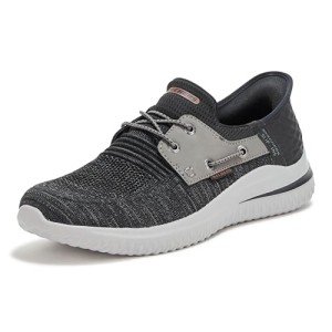 Skechers Men’s Delson 3.0 Slip-On Shoes, Black/Grey