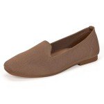 Comfortable Women's Brown Square Toe Loafer Flats