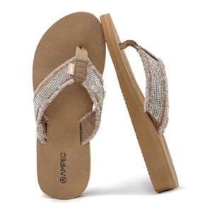 Comfortable Khaki Women's Flip Flops with Arch Support