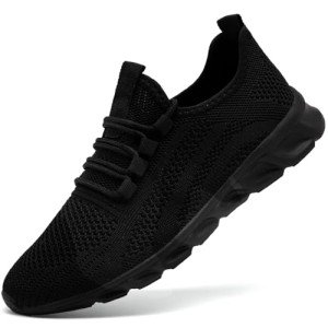 MGBDSZ Womens Walking Shoes Casual Slip On Tennis Running Shoes Lightweight Breathable Non Slip Workout Athletic Gym Cross Training Sneakers Black Size US 8