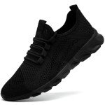 MGBDSZ Womens Walking Shoes Casual Slip On Tennis Running Shoes Lightweight Breathable Non Slip Workout Athletic Gym Cross Training Sneakers Black Size US 8