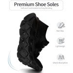 MGBDSZ Womens Walking Shoes Casual Slip On Tennis Running Shoes Lightweight Breathable Non Slip Workout Athletic Gym Cross Training Sneakers Black Size US 8