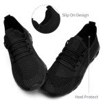 MGBDSZ Womens Walking Shoes Casual Slip On Tennis Running Shoes Lightweight Breathable Non Slip Workout Athletic Gym Cross Training Sneakers Black Size US 8