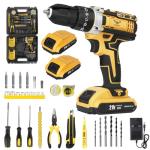 JENABOM Cordless Drill Set 21V, Electric Screwdriver with 2 Batteries 2000mAh, 25+3 Torque Cordless Hammer Drill, 2-Speed, 42N.m Max, LED Work Light for Home and Garden DIY Project