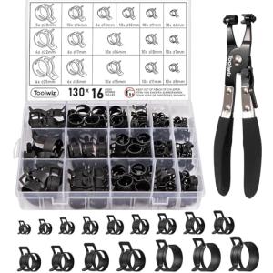 130-Piece Spring Hose Clamps with Pliers Set