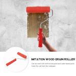 Ciieeo 7-inch Wood Graining Tool Red Wood Grain Paint Roller DIY Rubber Graining Tool with Handle for Art Paint Decoration