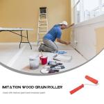Ciieeo 7-inch Wood Graining Tool Red Wood Grain Paint Roller DIY Rubber Graining Tool with Handle for Art Paint Decoration