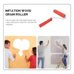 Ciieeo 7-inch Wood Graining Tool Red Wood Grain Paint Roller DIY Rubber Graining Tool with Handle for Art Paint Decoration