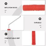Ciieeo 7-inch Wood Graining Tool Red Wood Grain Paint Roller DIY Rubber Graining Tool with Handle for Art Paint Decoration