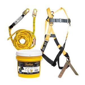 Guardian Fall Protection 00815 BOS-T50 Bucket of Safe-Tie - 5 Gallon Bucket, 50 ft. Vertical Lifeline Assembly, 5 Temper Reusable Anchor, Safety Harness Kit, Yellow