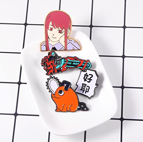 Anime Chainsaw Pochita Brooch Pins - Makima Pochita Cosplay Enamel Pins - Metal Badge Jewelry Accessory for Backpack Clothes Caps (Pochita Pin 4)