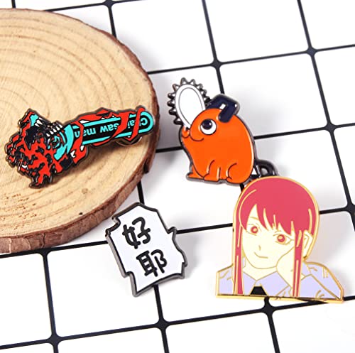Anime Chainsaw Pochita Brooch Pins - Makima Pochita Cosplay Enamel Pins - Metal Badge Jewelry Accessory for Backpack Clothes Caps (Pochita Pin 4)