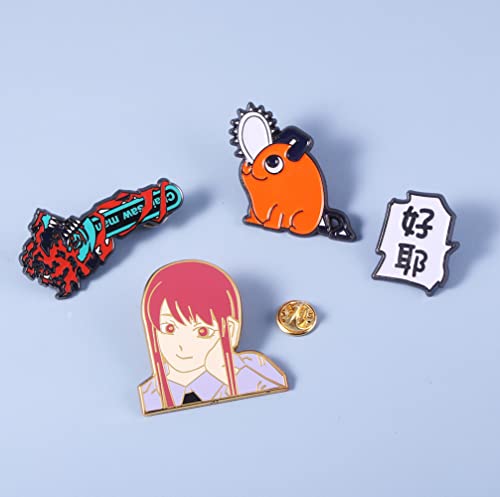 Anime Chainsaw Pochita Brooch Pins - Makima Pochita Cosplay Enamel Pins - Metal Badge Jewelry Accessory for Backpack Clothes Caps (Pochita Pin 4)