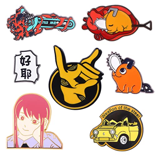 Anime Chainsaw Pochita Brooch Pins - Makima Pochita Cosplay Enamel Pins - Metal Badge Jewelry Accessory for Backpack Clothes Caps (Pochita Pin 4)
