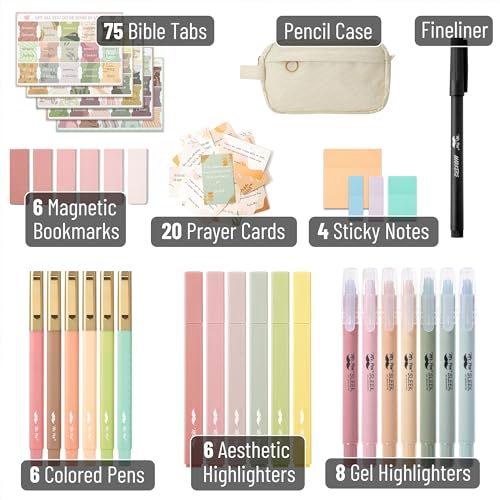 Mr. Pen- Bible Journaling Kit, Bible Study Supplies, No Bleed Bible Highlighters and Pens No Bleed, Bible Pens, Bible Journaling Kit for Gift, Bible Study Tools, Bible Study Kit, Pencil Case