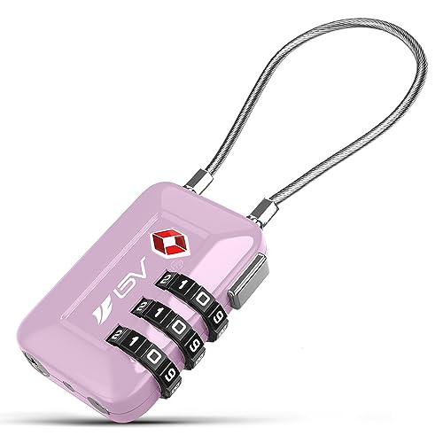TSA Approved Luggage Travel Lock, Set-Your-Own Combination Lock for School Gym Locker, Luggage Suitcase Baggage Locks, Filing Cabinets, Toolbox, Case (Purple, 1 Pack)