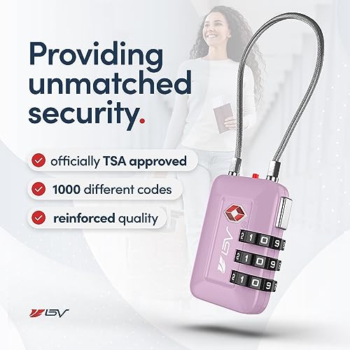 TSA Approved Luggage Travel Lock, Set-Your-Own Combination Lock for School Gym Locker, Luggage Suitcase Baggage Locks, Filing Cabinets, Toolbox, Case (Purple, 1 Pack)