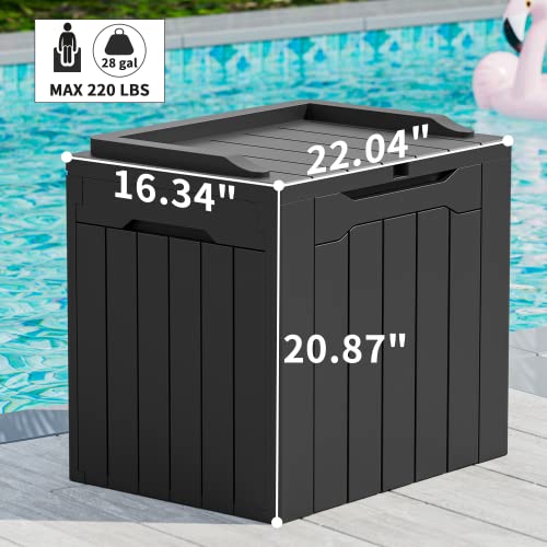 Greesum 31 Gallon Resin Deck Box Large Outdoor Storage for Patio Furniture, Garden Tools, Pool Supplies, Weatherproof and UV Resistant, Lockable, Dark Black