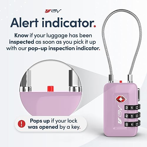 TSA Approved Luggage Travel Lock, Set-Your-Own Combination Lock for School Gym Locker, Luggage Suitcase Baggage Locks, Filing Cabinets, Toolbox, Case (Purple, 1 Pack)